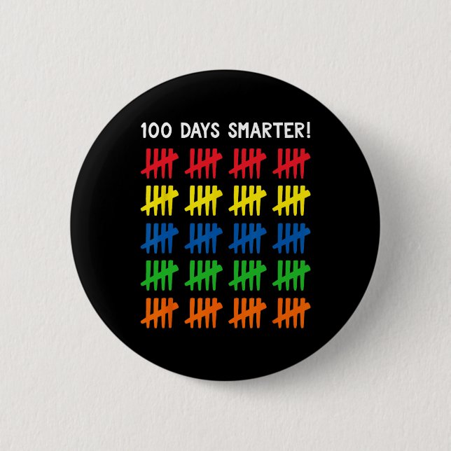 Kinder 100 Schultage 100 Tally Marks Button (Vorderseite)