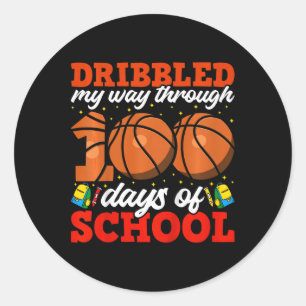 Kinder 100. Tag der Schule Boys Basketball 100 Tag Runder Aufkleber