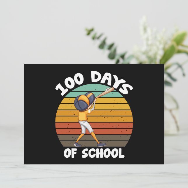 Kinder 100 Tage Schuljunge 100 Tage Baseball Einladung (Stehend Vorderseite)