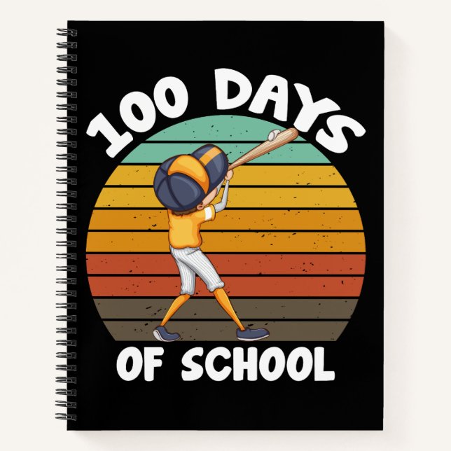 Kinder 100 Tage Schuljunge 100 Tage Baseball Notizbuch (Vorderseite)
