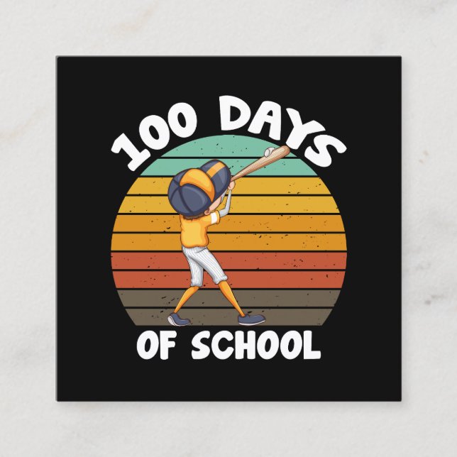 Kinder 100 Tage Schuljunge 100 Tage Baseball Quadratische Visitenkarte (Vorderseite)