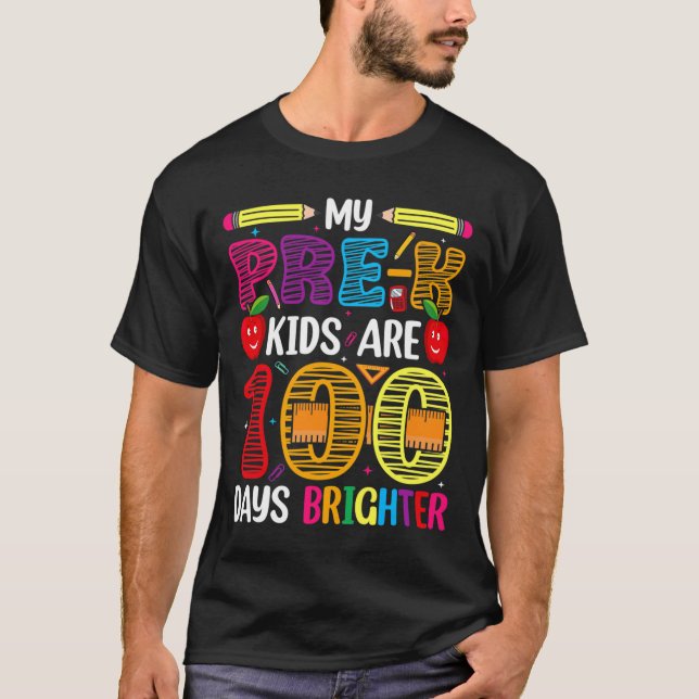 Kinder 100 Tage Schullehrer T-Shirt (Vorderseite)