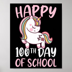 Kinder 100 Tage Schulmädchen glücklich 100. Poster