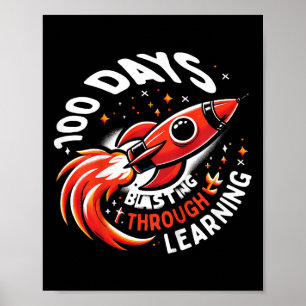 Kinder 100 Tage Schulraum Rocketship 100. Tag Poster