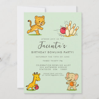 Kinder 10 Button Bowling Geburtstagspartei Einladung