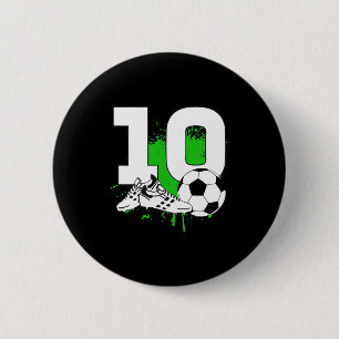 Kinder 10. Geburtstag Jungen 10 Jahre Fußball T-Sh Button