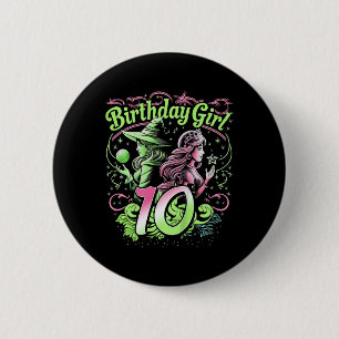 Kinder 10. Geburtstag Rosa und Grün 10 Jahre alt Button