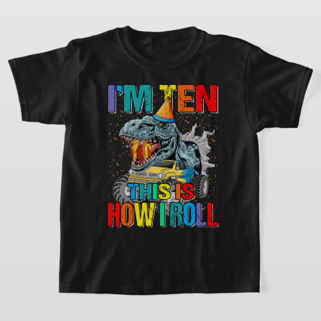 Kinder 10 Jahre alter Monster Truck Dinosaurier Ge T-Shirt (Ablage )