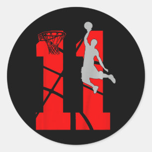 Kinder 11 Jahre alt 11. Basketball Geburtstagspart Runder Aufkleber