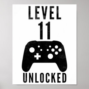 Kinder 11 Jahre Geburtstag Gamer Level 11 Freigesc Poster