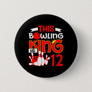 Kinder 12. Geburtstag Grafik - dieser Bowling King Button