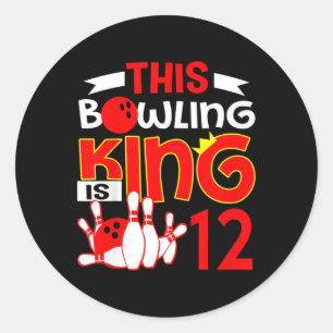 Kinder 12. Geburtstag Grafik - dieser Bowling King Runder Aufkleber