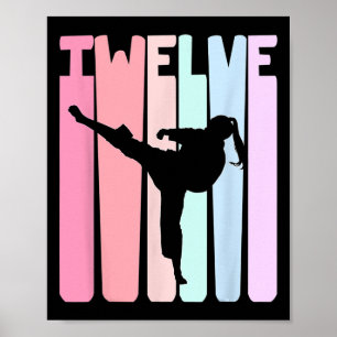 Kinder 12. Geburtstag Retro Taekwondo Karate Mädch Poster
