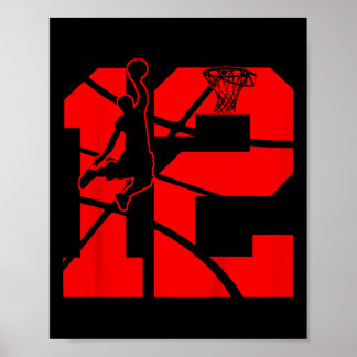 Kinder 12 Jahre alt 12. Basketball Geburtstagspart Poster