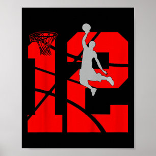 Kinder 12 Jahre alt 12. Basketball Geburtstagspart Poster