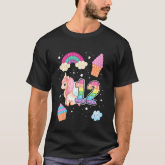 Kinder 12. Magische Poppin Geburtstag Einhorn Popi T-Shirt