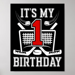 Kinder 1. Geburtstag Eishockey Junge 1 Jahr alt Ei Poster