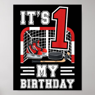 Kinder 1. Geburtstag Eishockey Junge 1 Jahr alt Ei Poster