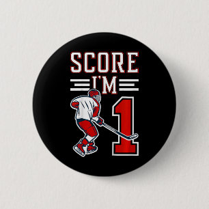 Kinder 1. Geburtstag Eishockey Junge Ein Jahr Alt  Button