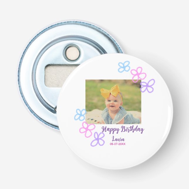 Kinder 1 Geburtstag hinzufügen Name Datum hinzufüg Flaschenöffner (Vorderseite)