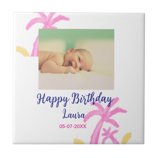 Kinder 1 Geburtstag hinzufügen Name Datum hinzufüg Fliese (Vorderseite)