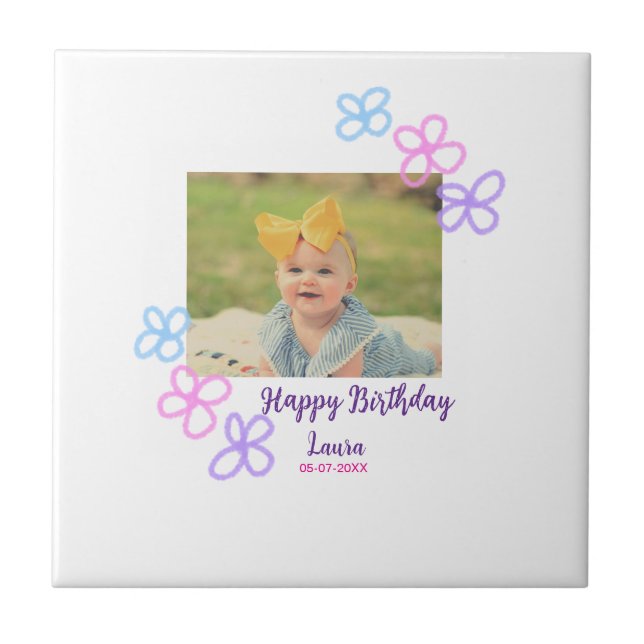 Kinder 1 Geburtstag hinzufügen Name Datum hinzufüg Fliese (Vorderseite)