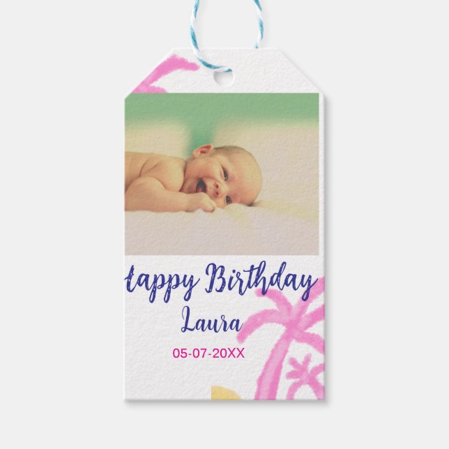 Kinder 1 Geburtstag hinzufügen Name Datum hinzufüg Geschenkanhänger (Vorderseite)