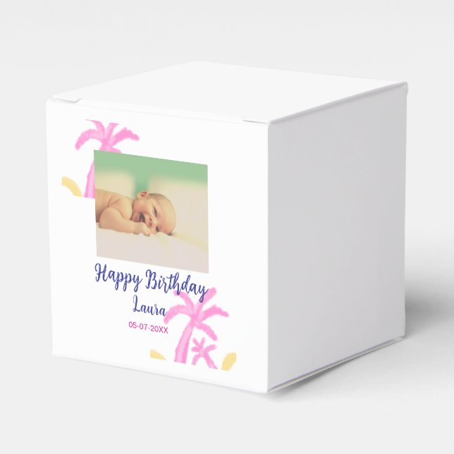 Kinder 1 Geburtstag hinzufügen Name Datum hinzufüg Geschenkschachtel (Vorderseite)