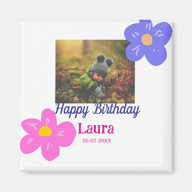 Kinder 1 Geburtstag hinzufügen Name Datum hinzufüg Magnet (Vorne)