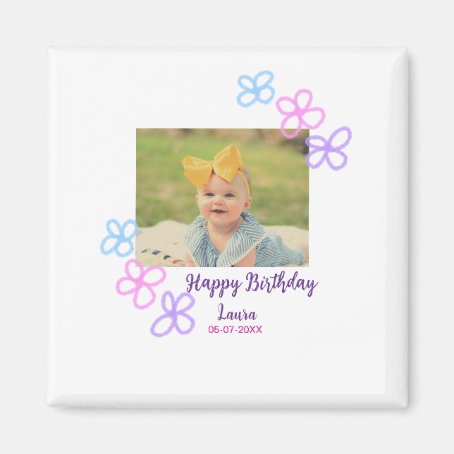 Kinder 1 Geburtstag hinzufügen Name Datum hinzufüg Magnet (Vorne)