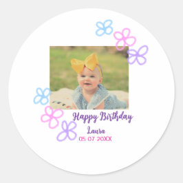 Kinder 1 Geburtstag hinzufügen Name Datum hinzufüg Runder Aufkleber