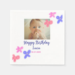 Kinder 1 Geburtstag hinzufügen Name Datum hinzufüg Serviette
