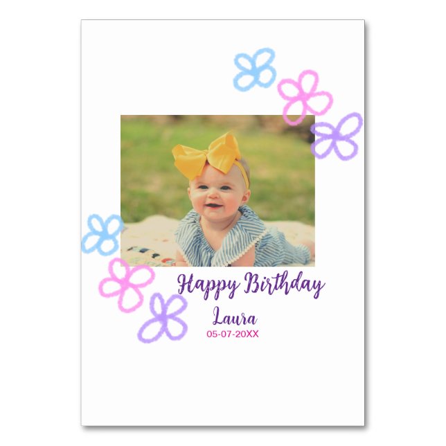 Kinder 1 Geburtstag hinzufügen Name Datum hinzufüg Tischnummer (Vorderseite)