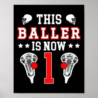 Kinder 1. Geburtstag Lacrosse Ein Jahr alter Lacro Poster
