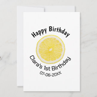 Kinder 1 Geburtstag Zitronenscheibe Name Datum m Einladung