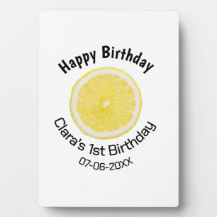 Kinder 1 Geburtstag Zitronenscheibe Name Datum m Fotoplatte