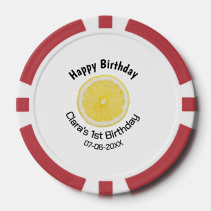 Kinder 1 Geburtstag Zitronenscheibe Name Datum m Pokerchips