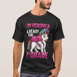 Kinder 1. Klasse Einhorn Ich bin Veronica und bere T-Shirt