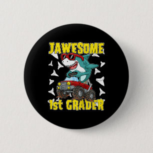 Kinder 1er Klasse Monster Truck Dinosaur Megalodon Button