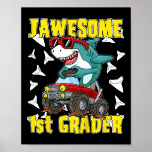 Kinder 1er Klasse Monster Truck Dinosaur Megalodon Poster