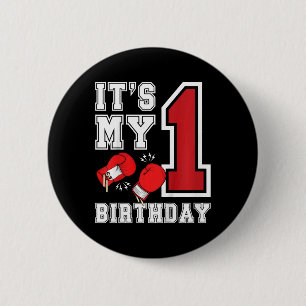 Kinder 1st Geburtstag Boxboxer Junge 1 Jahr alter Button