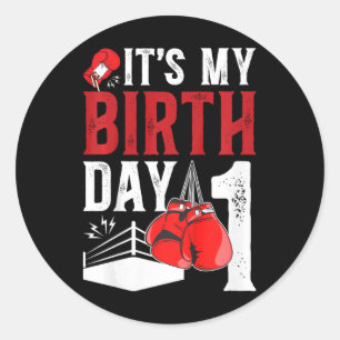 Kinder 1st Geburtstag Boxboxer Junge 1 Jahr alter  Runder Aufkleber