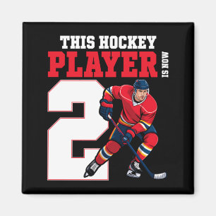 Kinder 2. Eis-Hockey-Geburtstag Zwei Jahre alter S Magnet