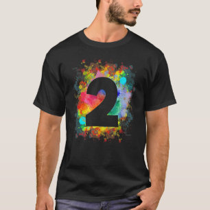 Kinder 2. Geburtstag Farbkleckse Spritzer Bunt T-Shirt