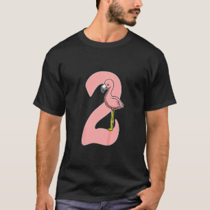Kinder 2. Geburtstag Flamingo 2 Jahre alter rosa V T-Shirt