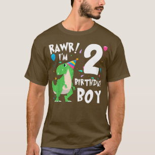Kinder 2. Geburtstag Junge Dino T Rex Geschenk Din T-Shirt