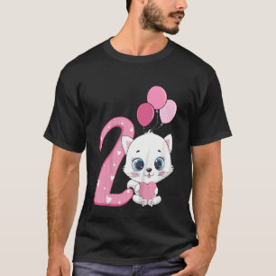 Kinder 2. Geburtstag Kitten Ballon Katze Themed Bi T-Shirt