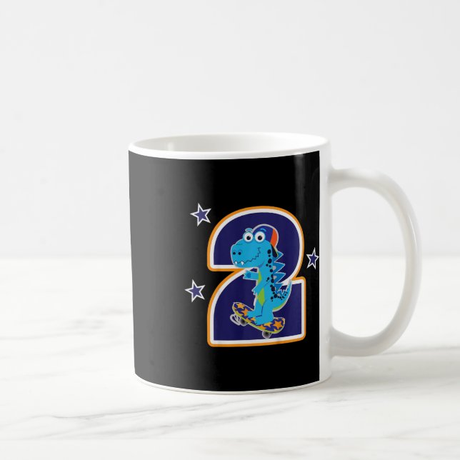 Kinder 2. Geburtstag Lustiger Dinosaurier Skateboa Kaffeetasse (Rechts)