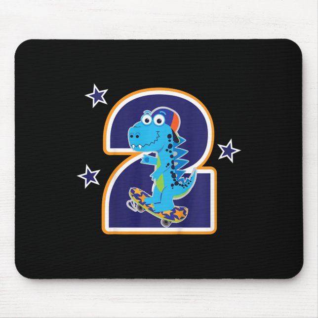Kinder 2. Geburtstag Lustiger Dinosaurier Skateboa Mousepad (Vorne)