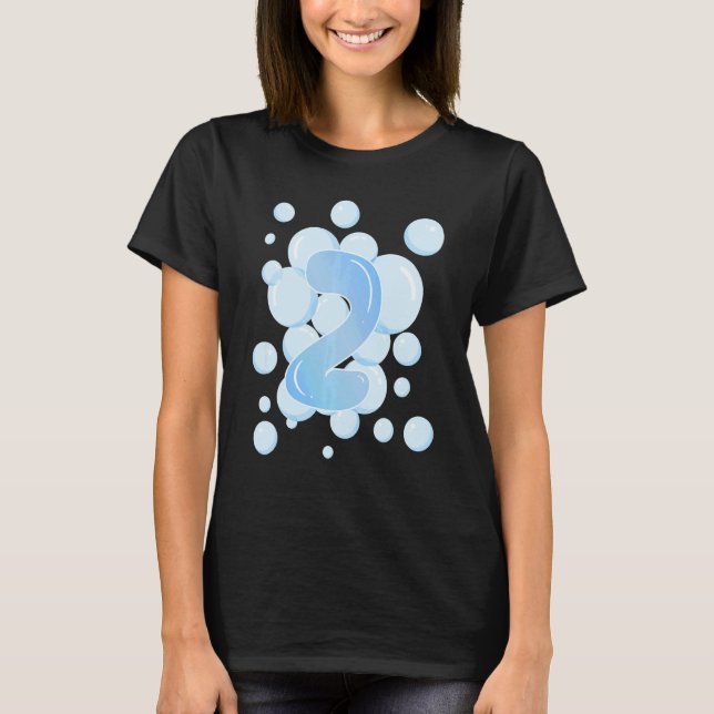 Kinder 2 Geburtstagsblase Geburtstagsparty T-Shirt (Vorderseite)